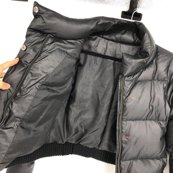 Black Puffer Bomber Jacket size ~Small Zipper front GUC - Picture 7 of 15